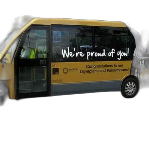 staff, yellow, bus, advertisement, says, proud, congratulations, our transparent PNG cut-out