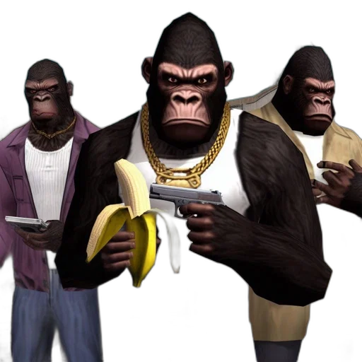 animal, concept art, 3d render, photorealistic, comic book art, three, anthropomorphic, gorillas transparent PNG cut-out