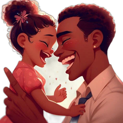 cartoon, concept art, watercolor, photorealistic, father, daughter, share, joyful transparent PNG cut-out