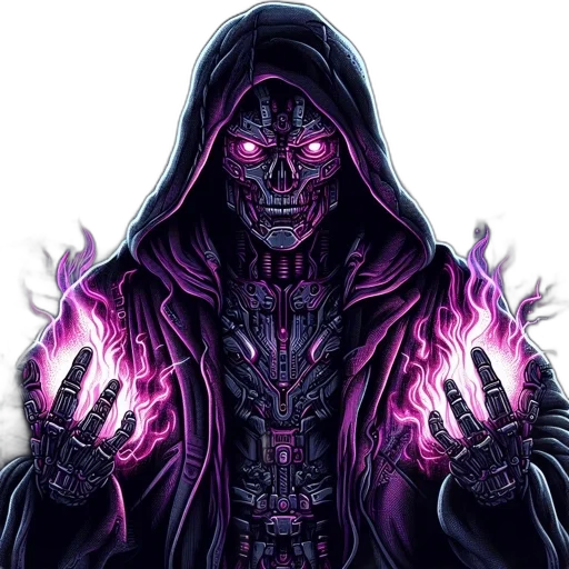 jacket, mask, staff, face, pixel art, concept art, fantasy art, cyberpunk transparent PNG cut-out