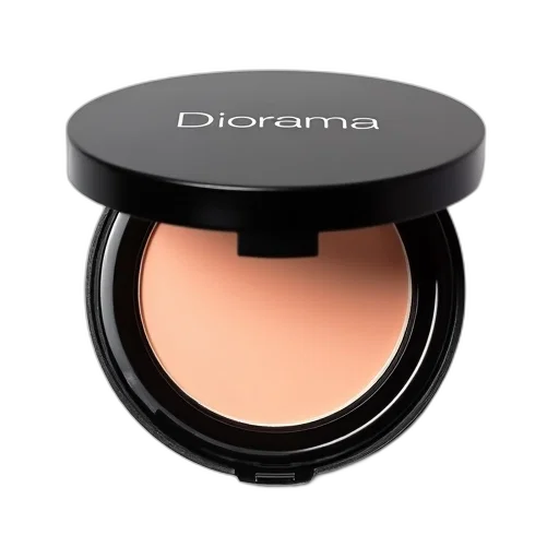 dark, compact, powder, displayed, black, lid, clear, window transparent PNG cut-out