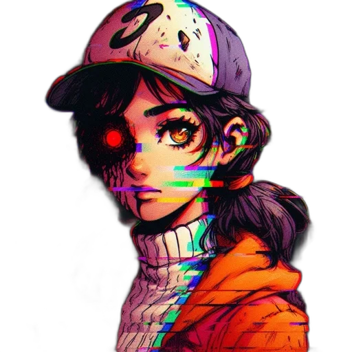 face, jacket, hat, mask, pixel art, anime, watercolor, comic book art transparent PNG cut-out