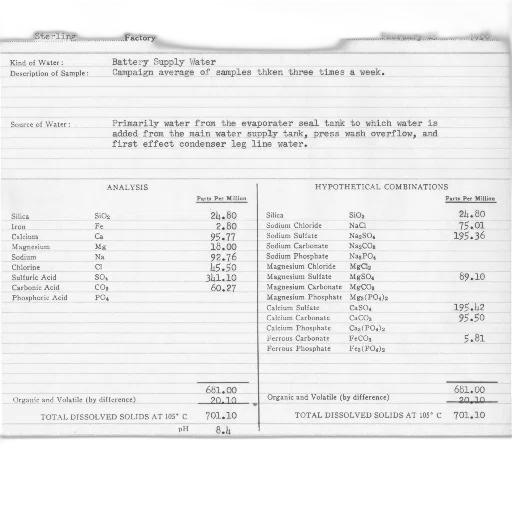 sterling, factory, report, february, 1966, detailing, analysis, water transparent PNG cut-out