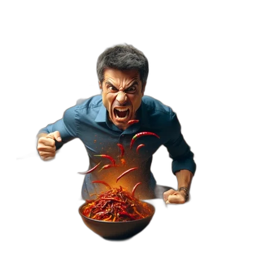 food, concept art, pixel art, 3d render, photorealistic, fire, man, restaurant transparent PNG cut-out