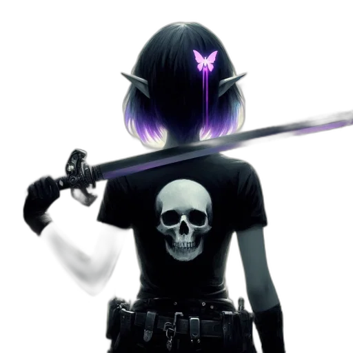 weapon, staff, sword, cyberpunk, concept art, fantasy art, pixel art, individual transparent PNG cut-out