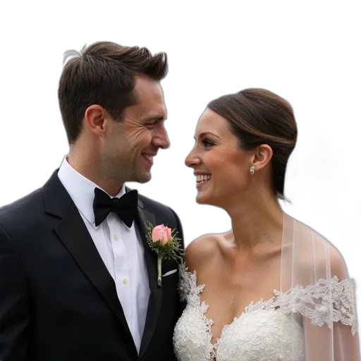 crown, bride, groom, smiling transparent PNG cut-out