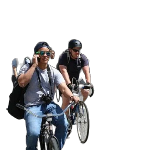 3d render, group, cyclists, ride, down, street, one, man transparent PNG cut-out