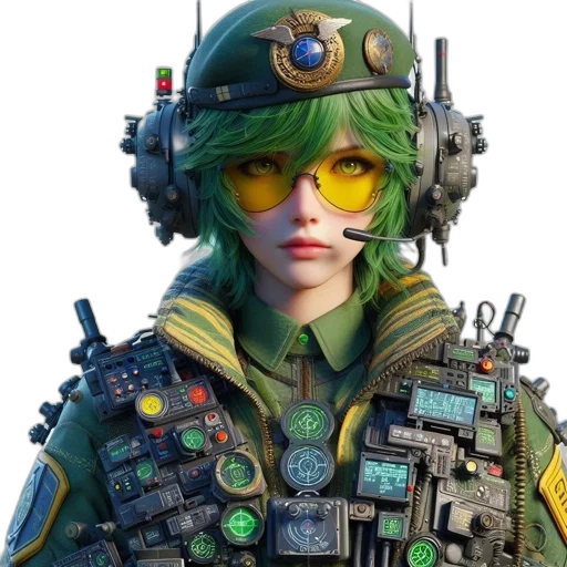 face, jacket, weapon, robot, cyberpunk, concept art, fantasy art, 3d render transparent PNG cut-out