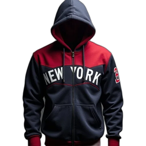 jacket, 3d render, concept art, red, dark, new, york, baseball transparent PNG cut-out