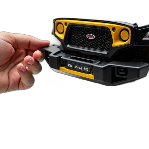 weapon, car, staff, robot, 3d render, black, yellow, off-road transparent PNG cut-out