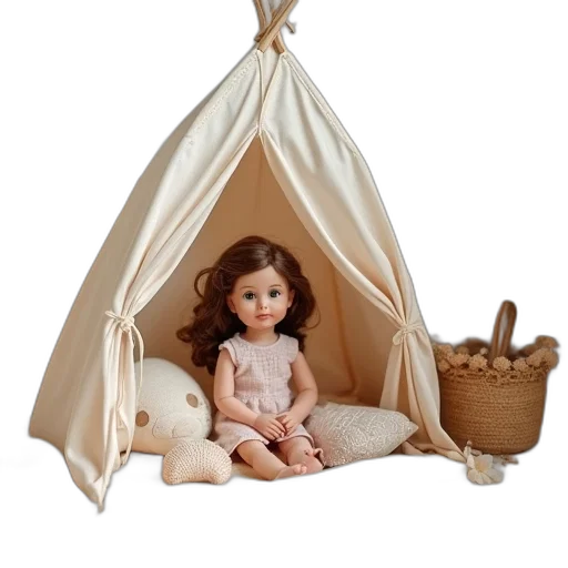 3d render, doll, canopy, tent transparent PNG cut-out