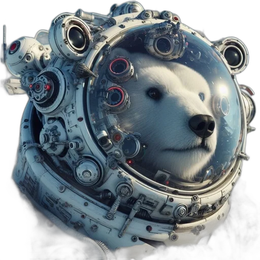animal, robot, creature, mask, concept art, 3d render, fantasy art, photorealistic transparent PNG cut-out