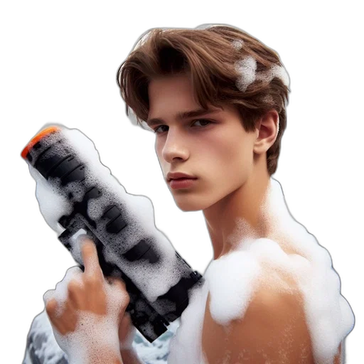 hair, jacket, weapon, photorealistic, watercolor, concept art, oil painting, underwater transparent PNG cut-out
