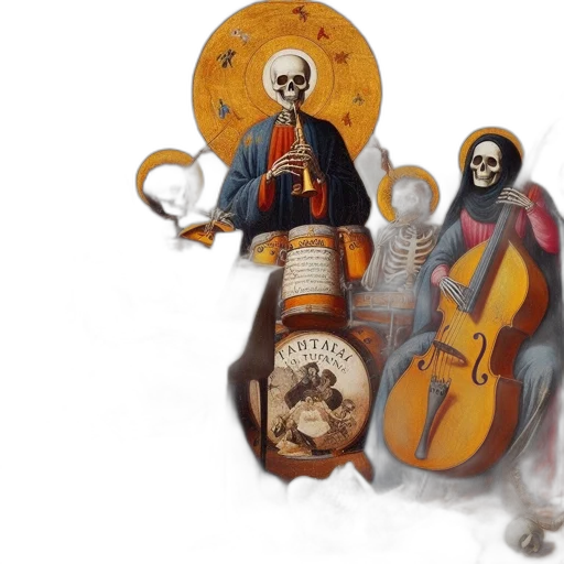 mask, concept art, fantasy art, intricate, painting, portrays, skeleton, figures transparent PNG cut-out