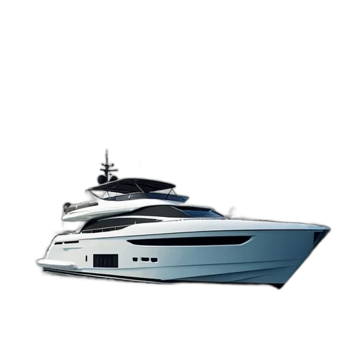 3d render, white, luxury, yacht, black, roof, multiple, windows transparent PNG cut-out