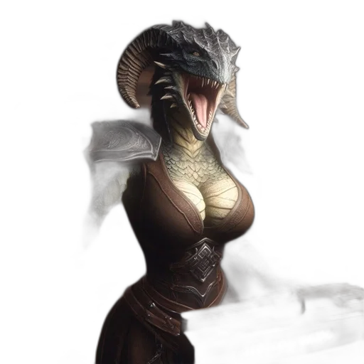 dragon, creature, animal, dress, fantasy art, concept art, 3d render, photorealistic transparent PNG cut-out