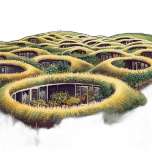 building, hair, 3d render, concept art, photorealistic, fantasy art, idyllic, setting transparent PNG cut-out