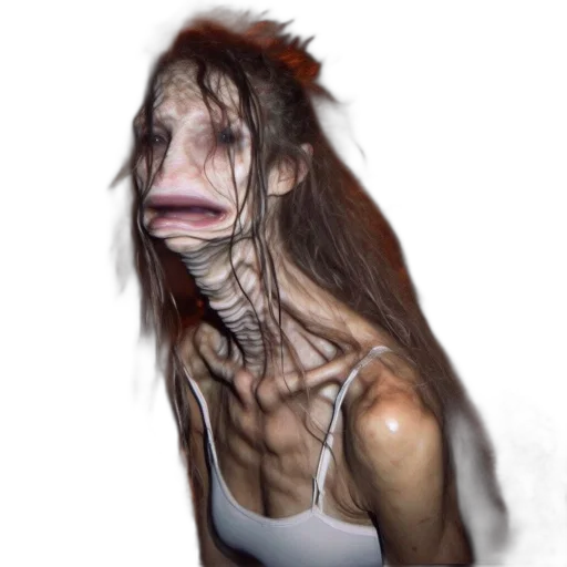 creature, hair, face, mask, photorealistic, concept art, 3d render, cyberpunk transparent PNG cut-out