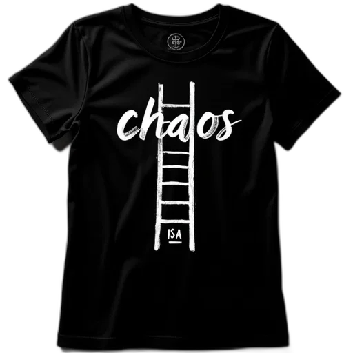 cyberpunk, monochrome, black, shirt, words, chaos, ladder, white transparent PNG cut-out