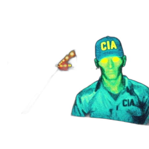 hat, jacket, weapon, creature, pixel art, vaporwave, 3d render, concept art transparent PNG cut-out