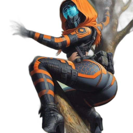 tree, robot, jacket, creature, concept art, cyberpunk, fantasy art, 3d render transparent PNG cut-out