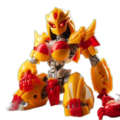 robot, 3d render, concept art, golden, elaborate, yellow-red, robotic, figure transparent PNG cut-out