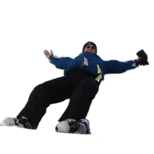 jacket, robot, creature, snowboarder, wearing, blue, black, pants transparent PNG cut-out