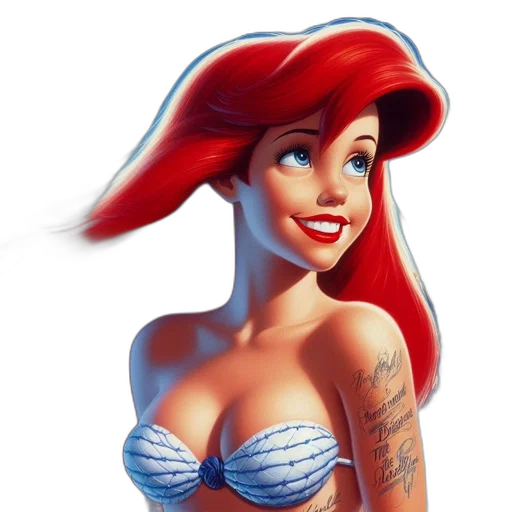 hat, cartoon, fantasy art, photorealistic, comic book art, underwater, ariel, little transparent PNG cut-out