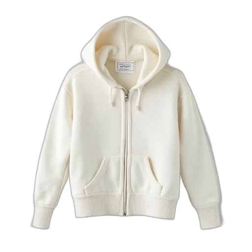 jacket, pastel, white, knitted, hoodie, ribbed, collar, cuffs transparent PNG cut-out