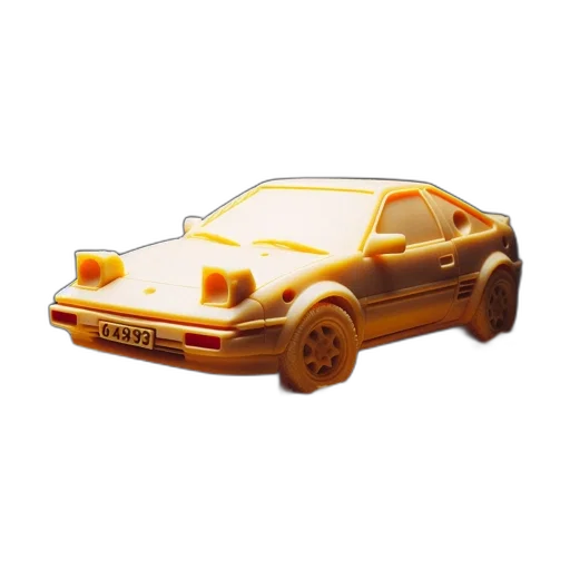 car, 3d render, concept art, photorealistic, pixel art, golden, detailed, cheese transparent PNG cut-out