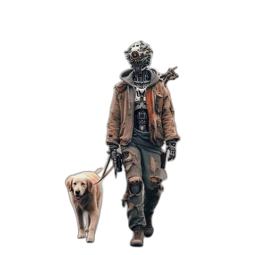 jacket, creature, animal, mask, concept art, cyberpunk, pixel art, 3d render transparent PNG cut-out