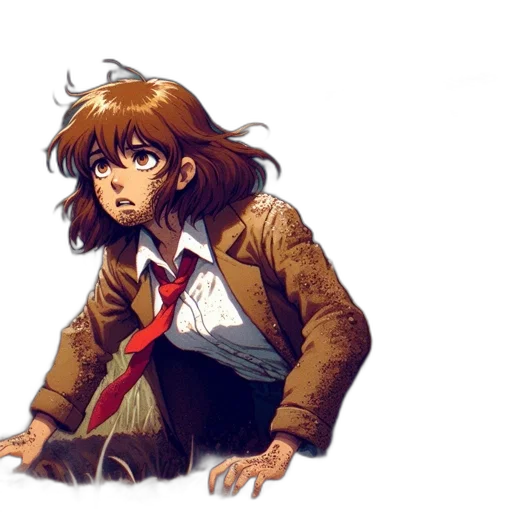 jacket, staff, weapon, concept art, comic book art, pixel art, watercolor, red transparent PNG cut-out