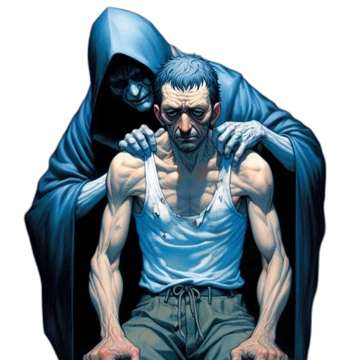 comic book art, concept art, cyberpunk, dimly, lit, room, blue, tint transparent PNG cut-out