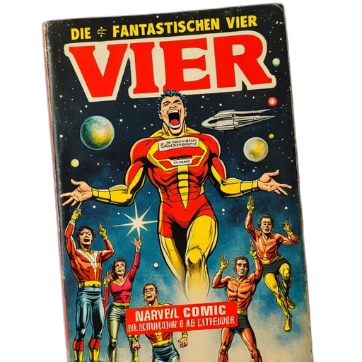 comic book art, outer space, underwater, vintage, comic, book, cover, featuring transparent PNG cut-out