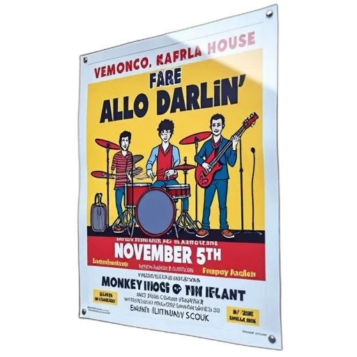 poster, displayed, window, featuring, band, called, allo, darlin transparent PNG cut-out