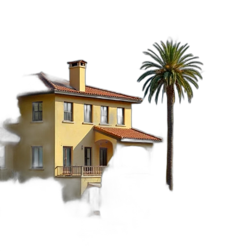 building, umbrella, furniture, hat, 3d render, photorealistic, concept art, watercolor transparent PNG cut-out