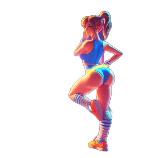 dress, robot, 3d render, concept art, pixel art, vaporwave, neon lights, neon transparent PNG cut-out