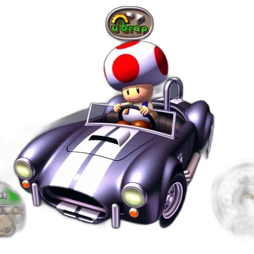 car, concept art, 3d render, pixel art, toad, mario, series, drives transparent PNG cut-out