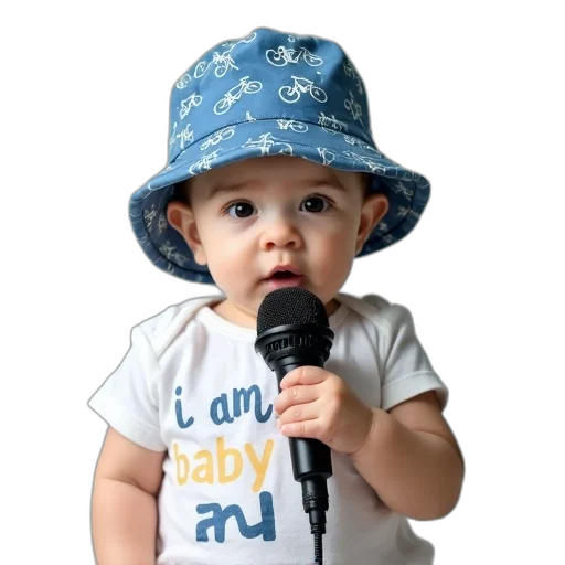 hat, photorealistic, baby, wearing, blue, bicycle, pattern, white transparent PNG cut-out