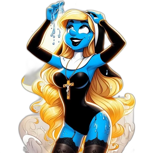 comic book art, concept art, fantasy art, cartoon, blue, animated, figure, portrays transparent PNG cut-out