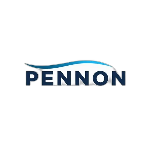stylized, logo, featuring, word, pennon, modern, font, wavy transparent PNG cut-out