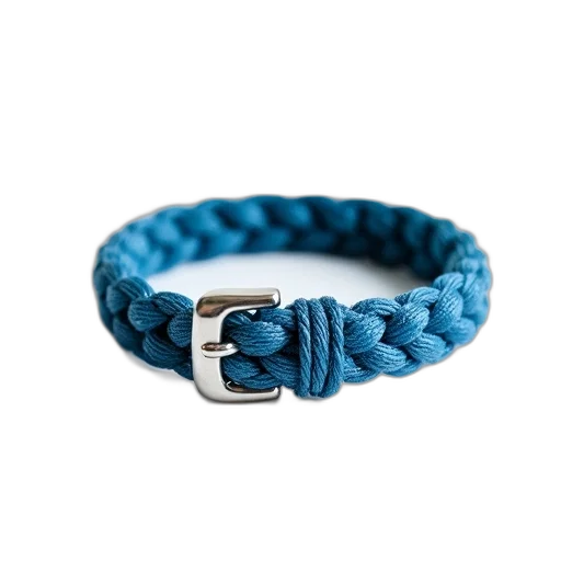 jewelry, blue, woven, bracelet, silver, buckle, displayed, against transparent PNG cut-out