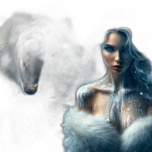 fantasy art, concept art, photorealistic, comic book art, snow, outer space, fog, blue transparent PNG cut-out