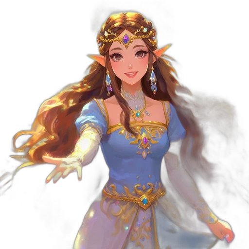 crown, dress, jewelry, staff, fantasy art, concept art, pixel art, oil painting transparent PNG cut-out