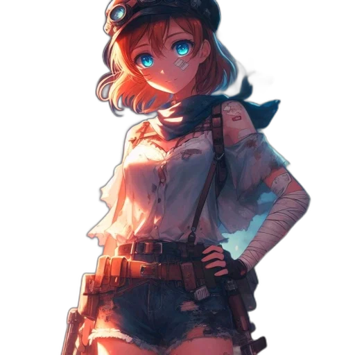 staff, weapon, jacket, dress, anime, concept art, pixel art, watercolor transparent PNG cut-out
