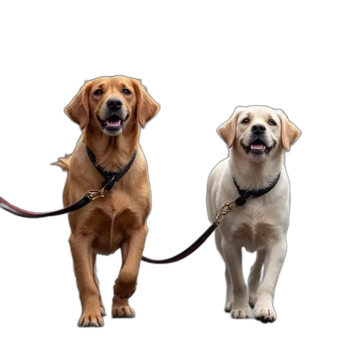 animal, staff, two, dogs, leashs, looking, walking, street transparent PNG cut-out