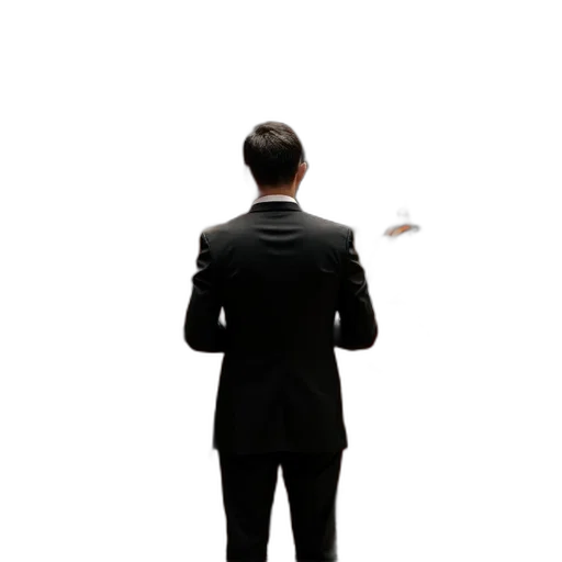 staff, jacket, dress, face, concept art, man, black, suit transparent PNG cut-out