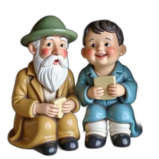 3d render, oil painting, photorealistic, concept art, ceramic, figurine, elderly, man transparent PNG cut-out
