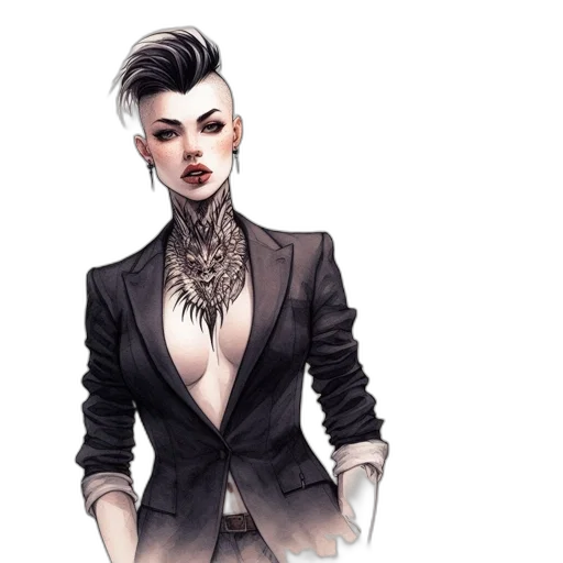 jacket, dress, staff, jewelry, concept art, comic book art, fantasy art, cyberpunk transparent PNG cut-out
