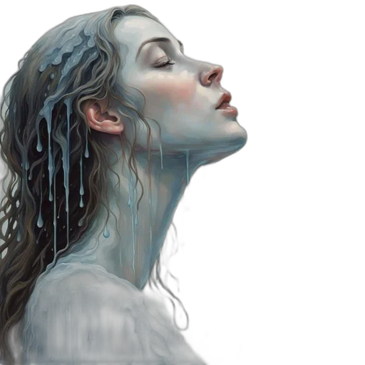 face, photorealistic, concept art, oil painting, fantasy art, underwater, rain, fog transparent PNG cut-out